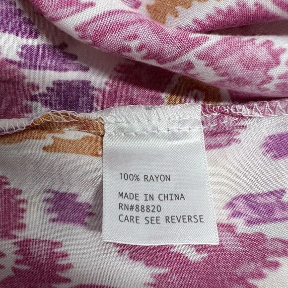 Christian Siriano V Neck High Low Tunic Top Pink Orange Long Tie Sleeves - Picture 8 of 9